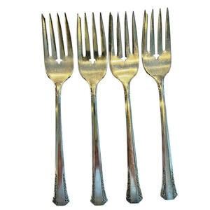 1881 Rogers Del Mar Vintage Silverplate Oneida Silver Salad Forks 4 Pcs 2413